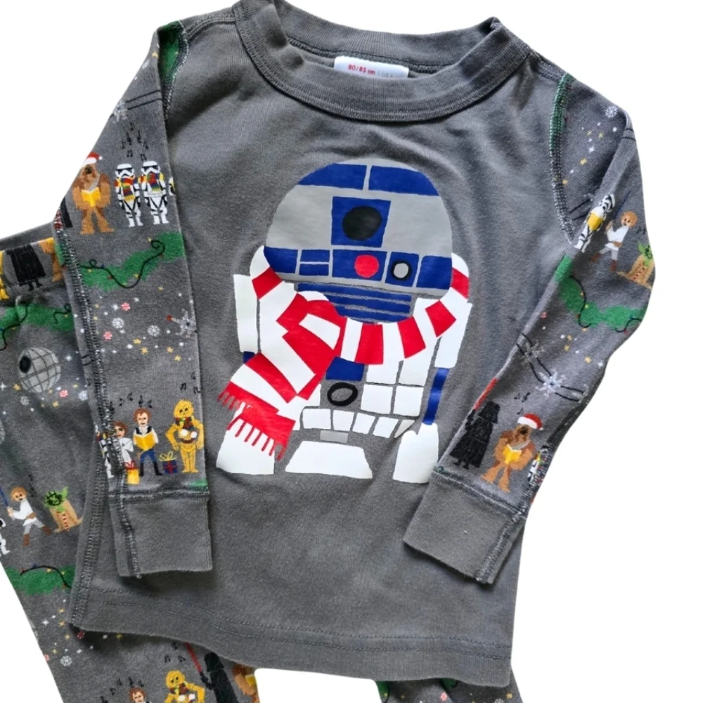 Hanna Andersson R2D2 Star Wars Christmas Pajamas PJs set 80-85/2T boys